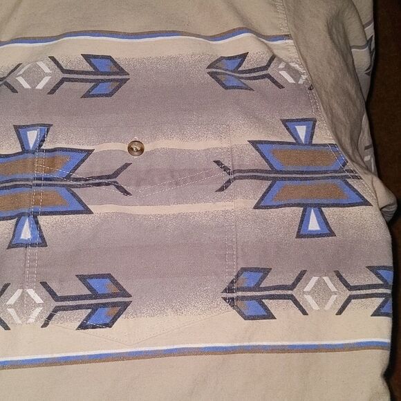 Express‎ Rider tan vintage Aztec print shirt size  XL - Picture 4 of 5